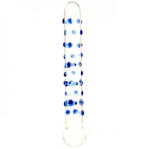 Стеклянный стимулятор Dotted Ice Dual Teaser Clear Blue, 18 см photo 1