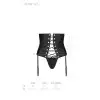 Пояс-корсет из экокожи CELINE SET black S/M — Passion: шнуровка, съемные пажи для чулок, стринги photo 7