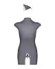 Эротический костюм стюардессы Obsessive Stewardess 3 pcs costume grey S/M, серый, платье, стринги photo 4