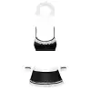 Атласный эротический костюм горничной Obsessive Maid set S/M, black, топ, юбка, стринги, манжеты photo 3