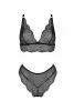 Комплект белья Passion Amberly Set 6XL/7XL black, лиф, трусики бразилиана, люрексовая нить photo 3
