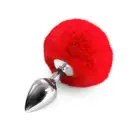 Металлическая анальная пробка М Art of Sex - Metal Butt plug Rabbit Tail, Красный photo 1