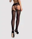 Чулки-стокинги с растительным рисунком Obsessive Garter stockings S206 black S/M/L черные photo 2