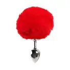 Металлическая анальная пробка М Art of Sex - Metal Butt plug Rabbit Tail, Красный photo 2
