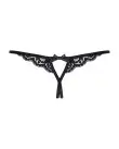 Кружевные танга с двумя отверстиями Obsessive 831-THC-1 crotchless thong S/M, черные, бантики photo 4
