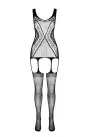 Бодистокинг Passion ECO BS007 black, с доступом, силуэтный рисунок, имитация подвязок photo 5